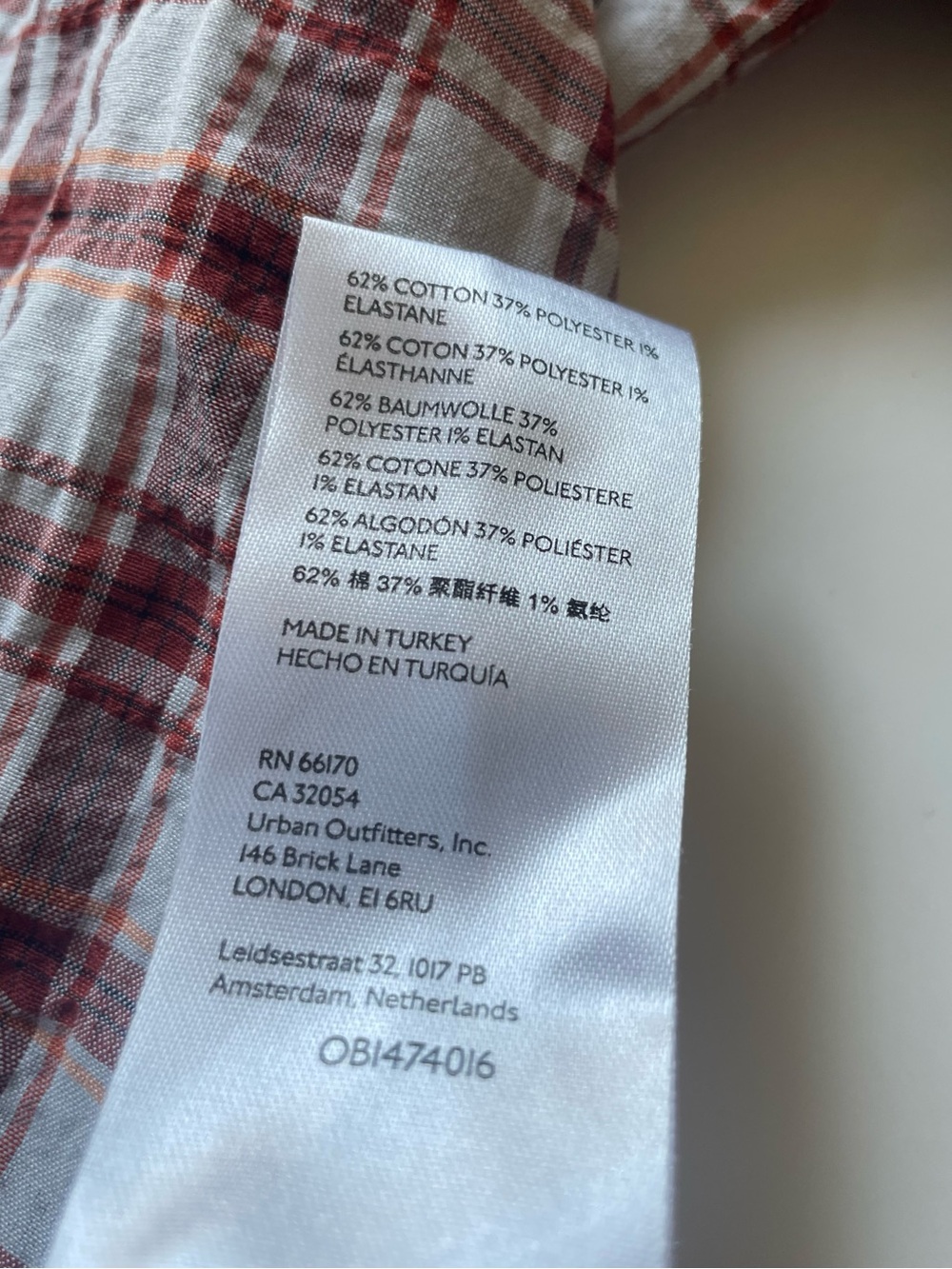 Anthropologie Red and Light Blue Plaid Button-Down Shirt - Picture 3 of 9